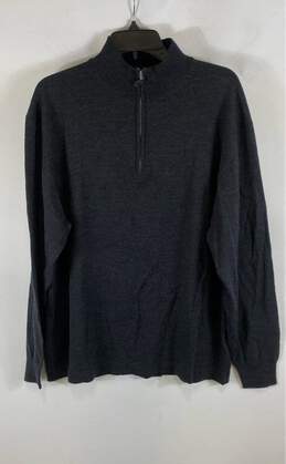 Pronto-Uomo Mens Gray Merino Wool Long Sleeve Mock Neck Henley Sweater Size XL