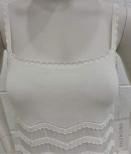Valentino White Knit Scalloped Lace Spaghetti Strap Sheath Dress Sz S W/COA alternative image