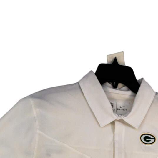 Mens White NFL Onfield Apparel Green Bay Packers Collared Polo Shirt Sz XL image number 3