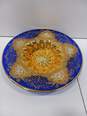 Vintage Venetian Murano Hand Painted 24K Gold Layer Cobalt Victorian Glass Plate image number 1