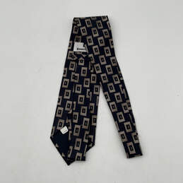 NWT Mens Black Gold Geometric Silk Keeper Loop Pointed Necktie Size XL alternative image