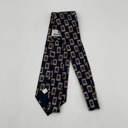 NWT Mens Black Gold Geometric Silk Keeper Loop Pointed Necktie Size XL image number 2
