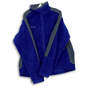 Mens Blue Gray Long Sleeve Mock Neck Pockets Fleece Full-Zip Jacket Size XL image number 1