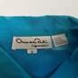 Womens Blue Silk Collared Short Sleeve Pockets Button-Up Shirt Size 6 image number 3