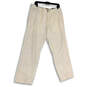 Mens White Flat Front Pockets Drawstring Straight Leg Chino Pants Sz 34x30 image number 1