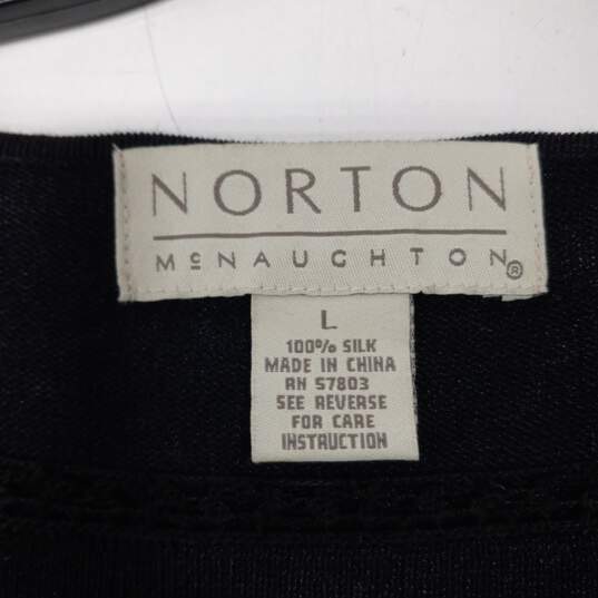 Women's Norton Black Silk Long Sleeve Blouse Size L image number 3
