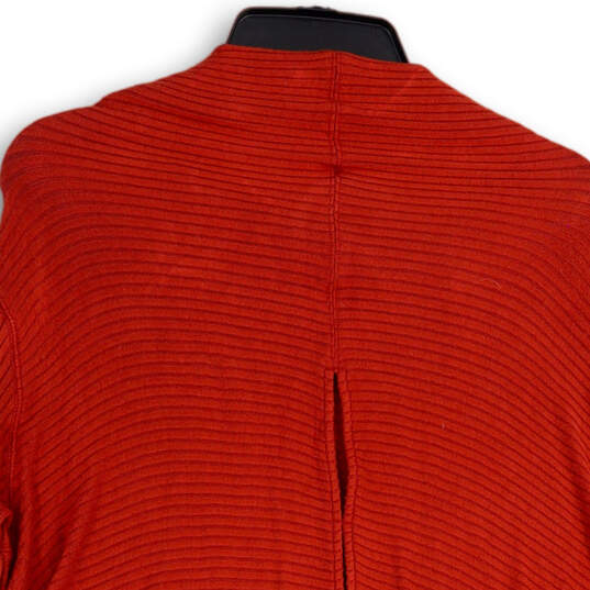 Womens Red Striped Long Sleeve Round Neck Tunic Blouse Top Size Large image number 4