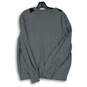 Mens Gray Knitted Long Sleeve V-Neck Argyle Pullover Sweater Size Large image number 2
