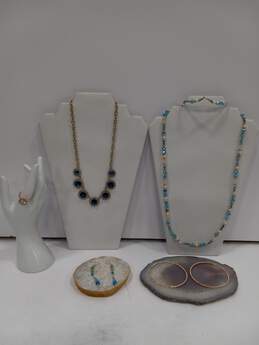 Assorted Faux Pearls, Blue & Gold Tones Jewelry Lot of 6