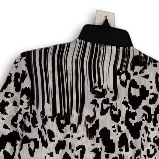 NWT Womens White Brown Animal Print Long Sleeve Pullover Blouse Top Size XS image number 4