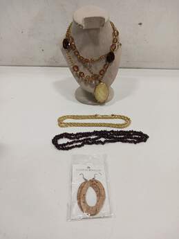 Bundle of Faux Gold & Brown Costume Jewelry