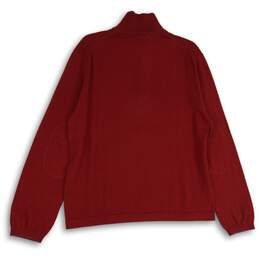 Mens Red Knitted Mock Neck 1/4 Sleeve Pullover Sweater Size Large alternative image
