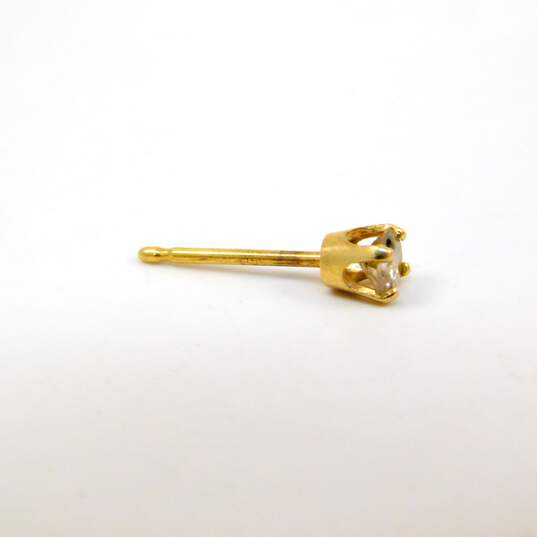 14K Yellow Gold 0.14 CT Salt & Pepper Diamond Single Stud Earring 0.1g image number 4