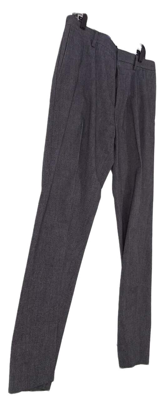 Mens Gray Flat Front Slash Pocket Straight Leg Dress Pants Size 35X32 image number 2