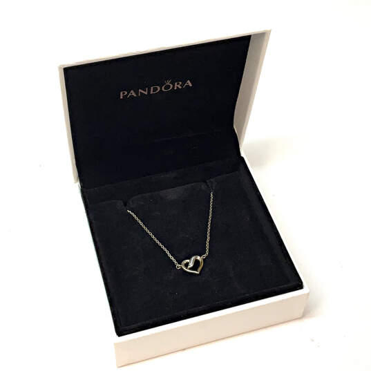 Designer Pandora S925 ALE Sterling Silver Heart Shape Mini Pendant Necklace image number 5