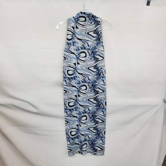 Zara Blue & Black Patterned Bodycon Knit Sleeveless Maxi Dress WM Size XS image number 2