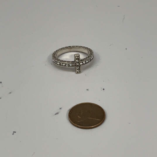 Designer Brighton Silver-Tone Engraved Starry Night Cross Crystal Band Ring image number 3