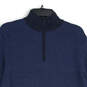 Mens Blue Long Sleeve Mock Neck 1/4 Zip Knitted Pullover Sweater Size Large image number 3