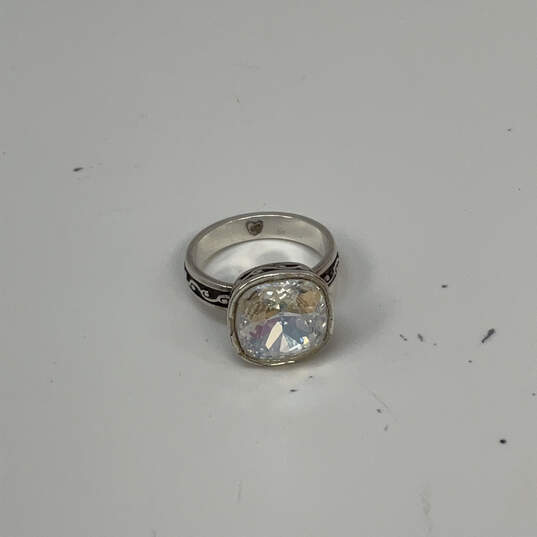 Designer Brighton Silver-Tone Fashionable Square Crystal Clear Ring image number 3