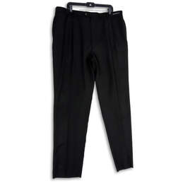 NWT Mens Black Pleated Traditional Fit Straight Leg Dress Pants Size 42R