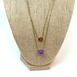 Designer Michael Kors Gold-Tone Two Strand Amethyst Stone Pendant Necklace alternative image
