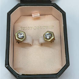 IOB Designer Juicy Couture Gold-Tone Single Crystal Hexagon Stud Earrings