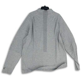 Mens Gray Striped Long Sleeve Mock Neck Quarter Zip Pullover Sweater Sz XXL alternative image