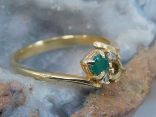 14K Yellow Gold White Sapphire & Green CZ Ring Setting 2.2g image number 1