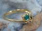 14K Yellow Gold White Sapphire & Green CZ Ring Setting 2.2g image number 1