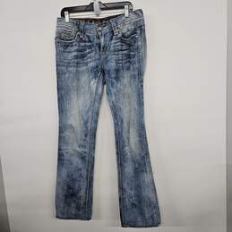 ROCK REVIVAL Blue Denim Distressed Straight Leg Jeans