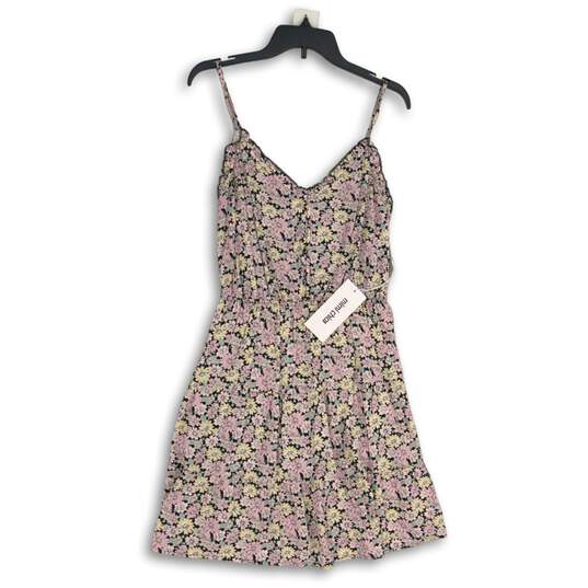 NWT Mimi Chica Womens Pink Floral Spaghetti Strap Short Mini Dress Size L image number 1