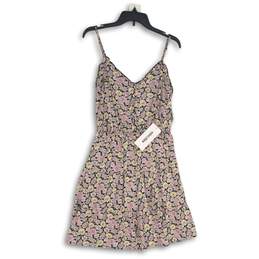 NWT Mimi Chica Womens Pink Floral Spaghetti Strap Short Mini Dress Size L