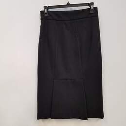 Womens Black Cotton Blend Side Zip Knee Length Straight & Pencil Skirt Sz 6 alternative image