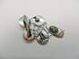 Silver Forever Mexico 925 Modernist Green Stone Cabochon Arch Squiggles & Dome Abstract Brooch 20.4g image number 3