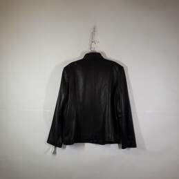 Womens Regular Fit Mock Neck Long Sleeve Full Zip Leather Jacket XL alternative image
