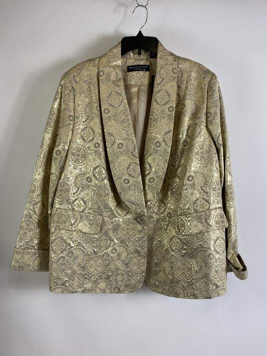 Dana Buchman Women Gold Demask Blazer Jacket 20 NWT image number 1