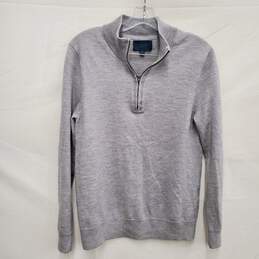 Fairlane MN's 100% Merino Gray Long Sleeve Half Zip Sweater Size M