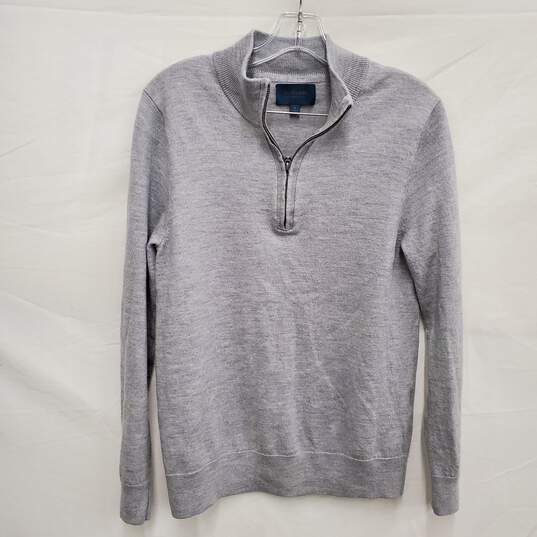 Fairlane MN's 100% Merino Gray Long Sleeve Half Zip Sweater Size M image number 1