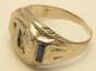 Vintage 14K White Gold 0.06 CT Diamond Sapphire T Initial Ring - For Repair 4.1g image number 4