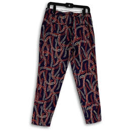 Womens Multicolor Printed Flat Front Pockets Straight Leg Ankle Pants Sz 0 alternative image
