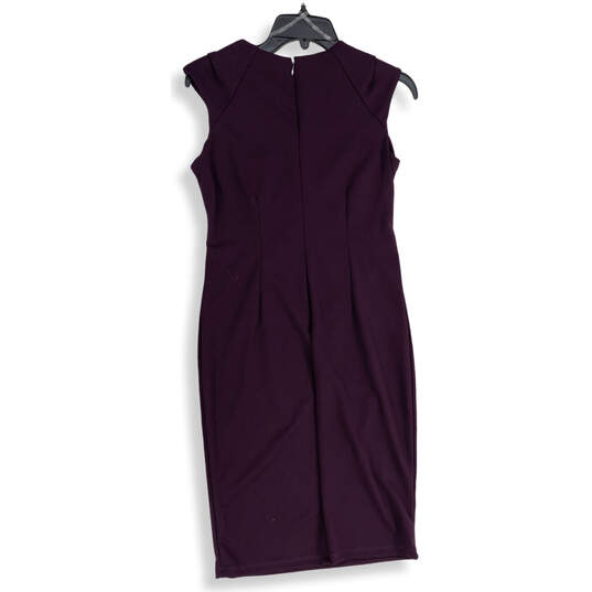 Womens Purple Side Ruched Back Zip Knee Length Sheath Dress Size 4P image number 2