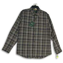 NWT G.H. Bass & Co. Mens Gray Brown Plaid Long Sleeve Button Up Shirt Size L