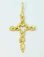 14K Yellow Gold Open Heart Cross Pendant Necklace 1.7g image number 1