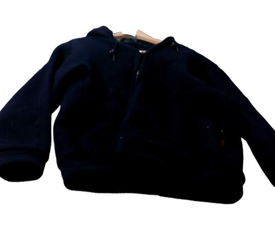 Korbana Men's Blue Long Sleeve Hooded Tight Knit Full Zip Sweater Size X Large image number 3