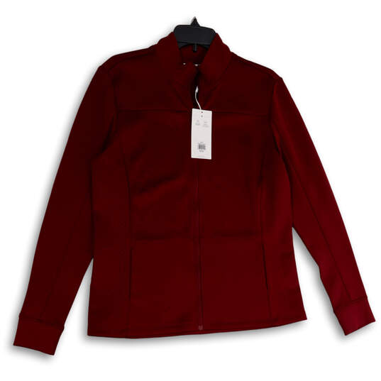 NWT Womens Red Long Sleeve Mock Neck Pockets Full-Zip Jacket Size Large image number 1