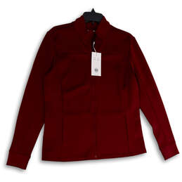 NWT Womens Red Long Sleeve Mock Neck Pockets Full-Zip Jacket Size Large