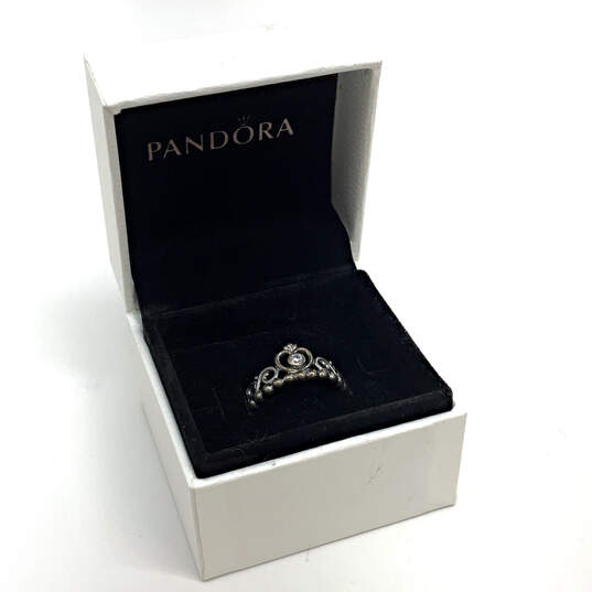 Designer Pandora S925 ALE 52 Sterling Silver Cubic Zirconia Crown Ring image number 1
