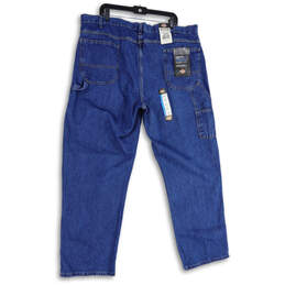 NWT Mens Blue Denim Relaxed Fit Carpenter Straight Leg Jeans Size 44X32 alternative image