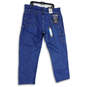 NWT Mens Blue Denim Relaxed Fit Carpenter Straight Leg Jeans Size 44X32 image number 2