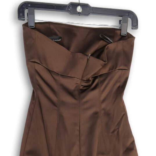 Womens Brown Strapeless Knee Length Back Zip Sheath Dress Size Small image number 4